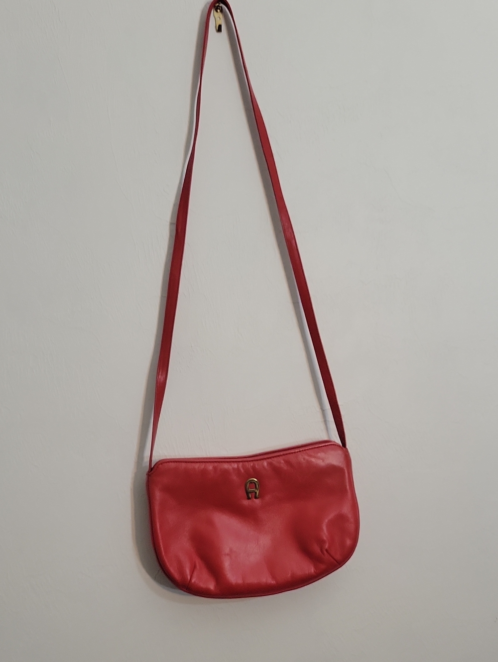 Vintage Etienne Aigner Red Leather Crossbody with Gold Hardware